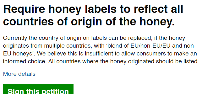 Honey Labelling Petition