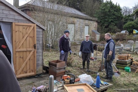 In the spring we get together to clean up the association apiary of any weeds and debris.